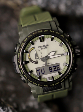 新款卡西欧太阳能登山运动男表Protrek系列防水男表PRW-61LD-3