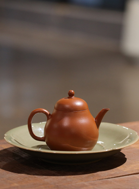 宜兴紫砂 指砂记 高梨形 原矿赵庄生砂朱泥 128cc小容量泡茶茶具