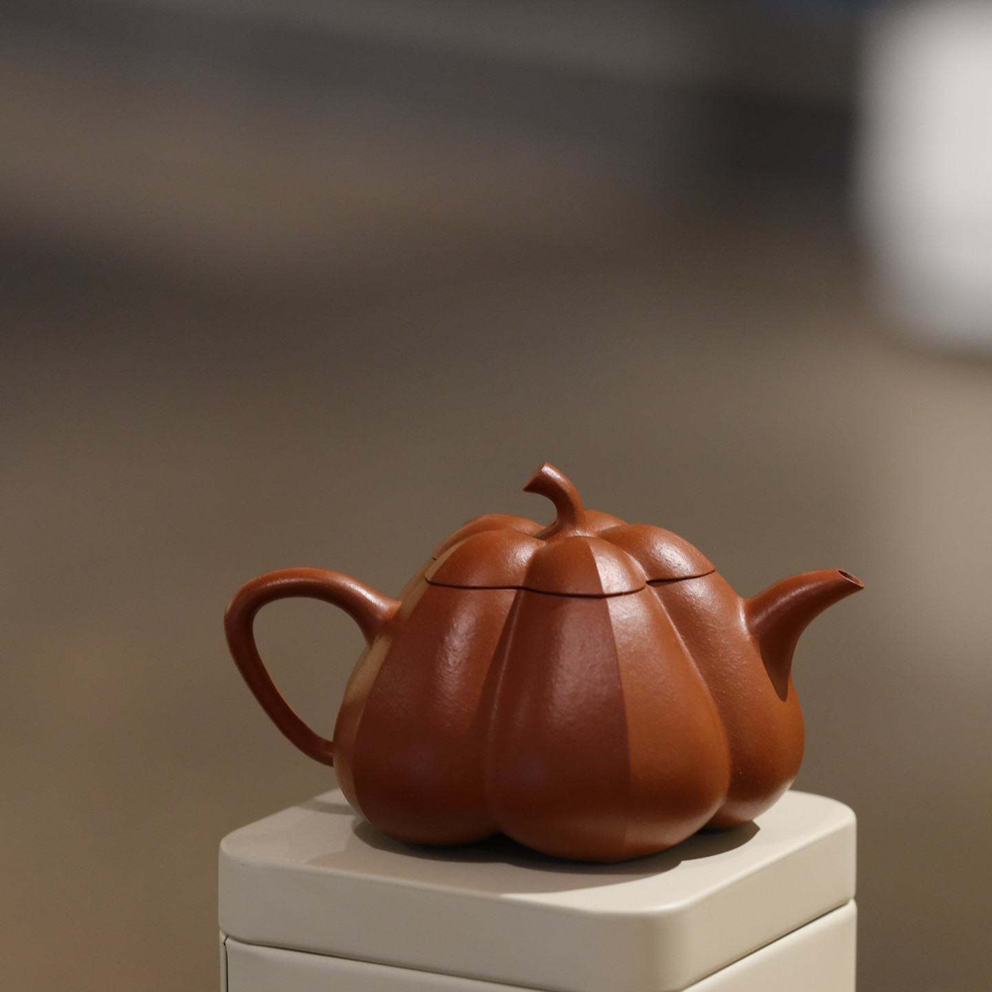 宜兴紫砂 指砂记 原矿赵庄生砂朱泥 85cc 筋纹小茄瓜 一手小茶壶