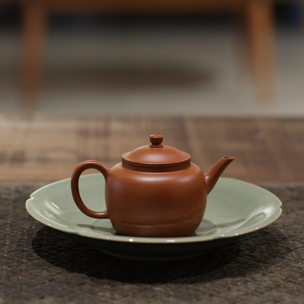 宜兴紫砂 指砂记 笠帽莲子 原矿赵庄生砂朱泥 小容量泡茶茶具