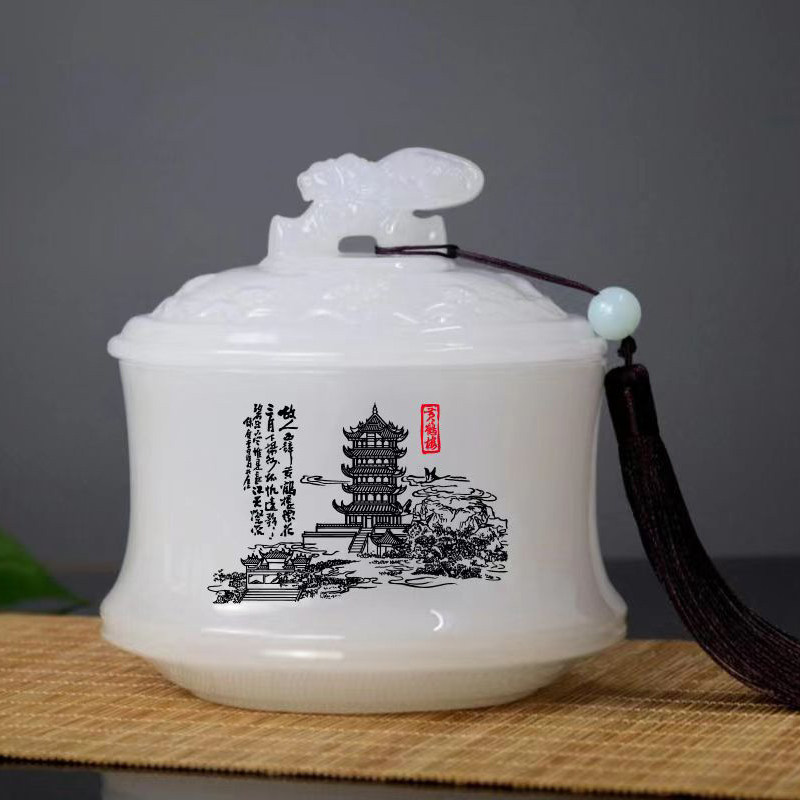 武汉特色文创伴手礼一鸣惊人黄鹤楼琉璃茶叶罐茶罐家用便携送客人