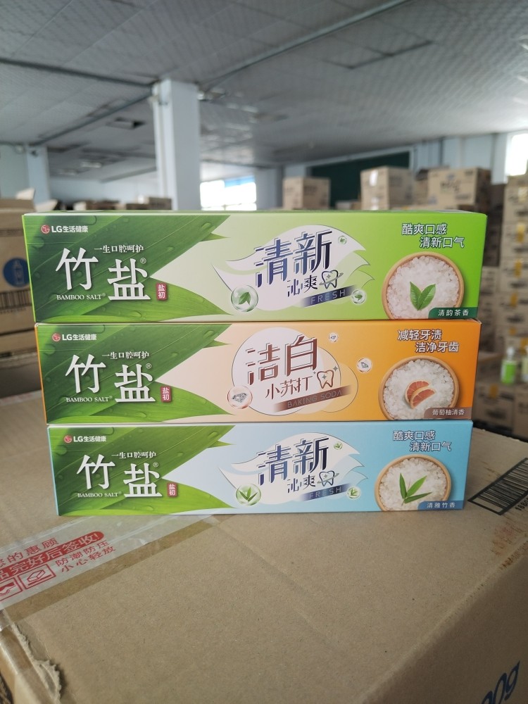 箱起另询竹盐盐初沁爽清新牙膏茶香 竹香 小苏打120g