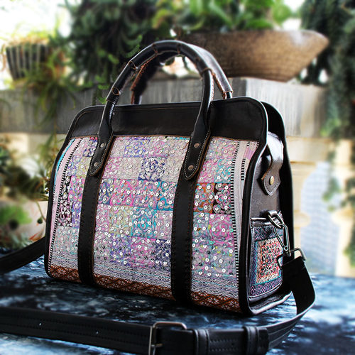 精品老绣手工刺绣苗绣包头层牛皮大容量手提单肩斜挎女包托特包