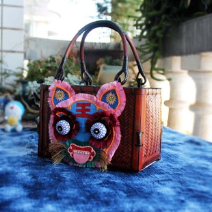 民族风精品老绣包复古竹篮包手工刺绣虎头包手提手拎文艺范国风