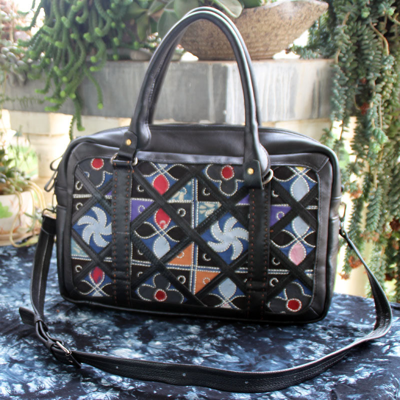 民族风精品老绣包手工刺绣苗绣大容量托特包头层牛皮手提斜挎单肩