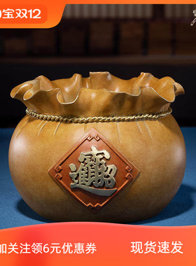 铜师傅摆件财富满袋聚宝盆饰品