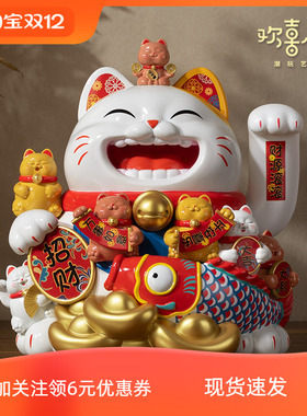 铜师傅欢喜小将《摇手招财猫》开业礼物入户家居前台生意兴隆摆件