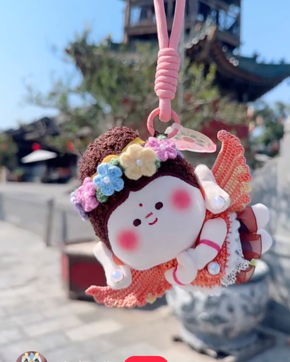 新款原创山西大同佛小伴文创云冈纯手工钩织飞天少女帽衫天使翅膀