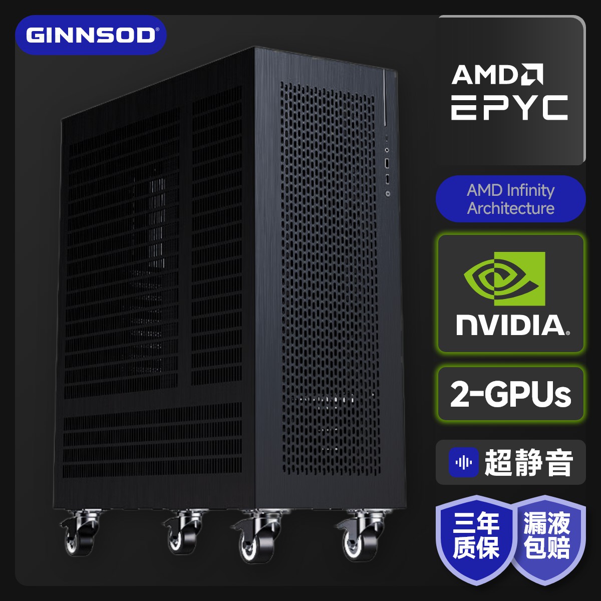 霄龙4090/L40S/H100双卡水冷电脑