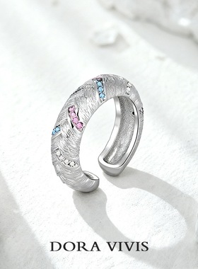 法式中古意大利拉丝麦穗开口戒指