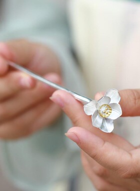新中式水仙花瓣盘发簪子女