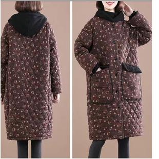 棉袄女中长款工作服加绒加厚保暖外套冬天棉衣棉服女士冬季防寒