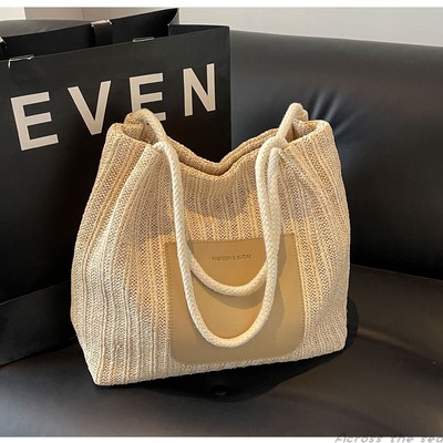 日本代购编织托特包大容量单肩包