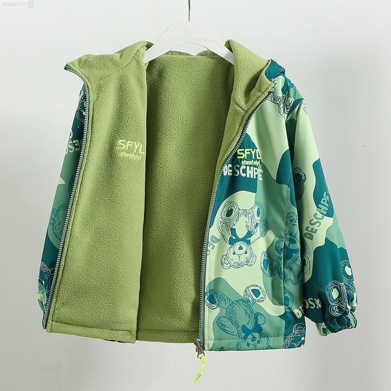 男童外套春秋装冲锋衣加绒