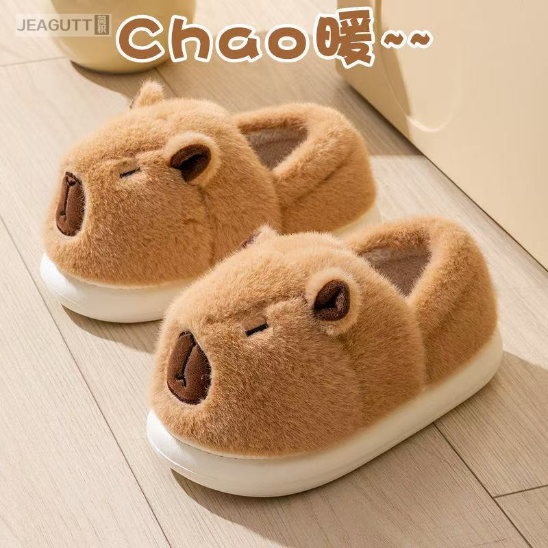 卡皮巴拉棉鞋女居家棉拖鞋
