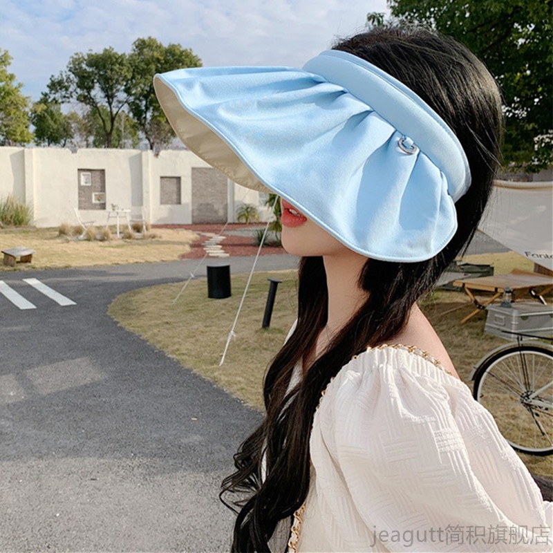 防晒帽女2025新款网红折叠遮阳帽子发箍空顶太阳帽女士防紫外线夏