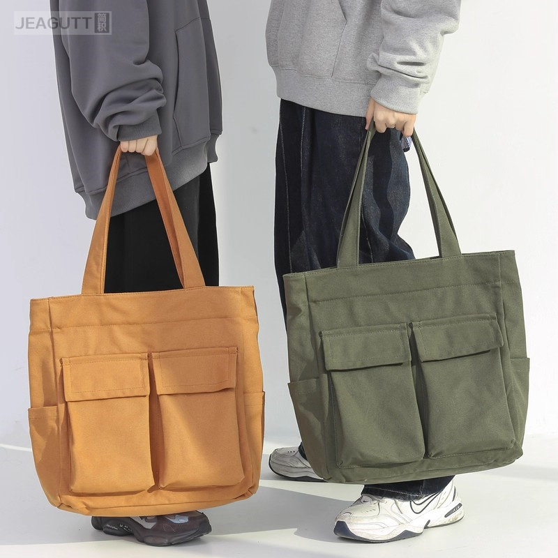 日系复古帆布包大容量手提包