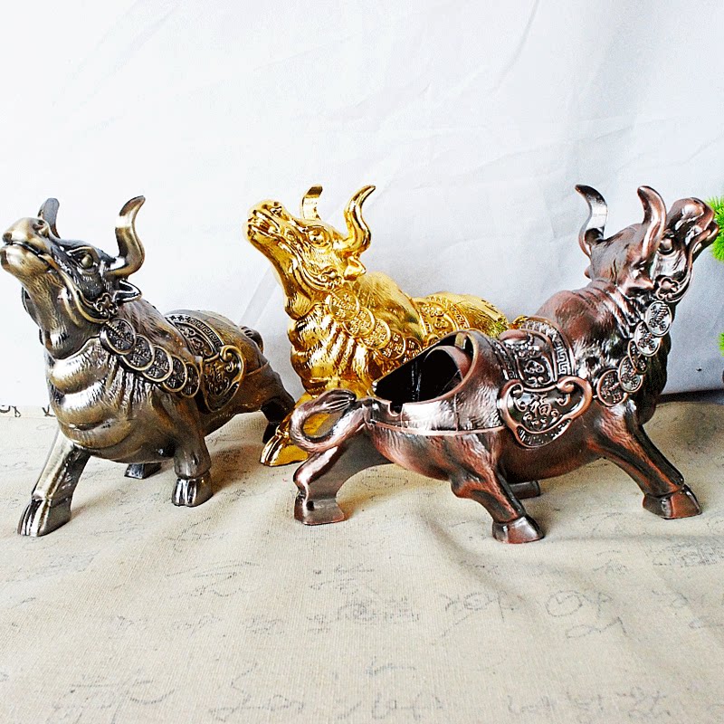 中式复古烟灰缸奢华创意个性潮流家用客厅茶几复古带盖防飞灰烟缸