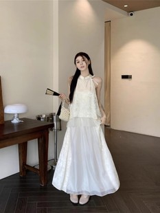 新中式 国风连衣裙套装 女高级感蝴蝶印花上衣半身长裙子两件套夏季