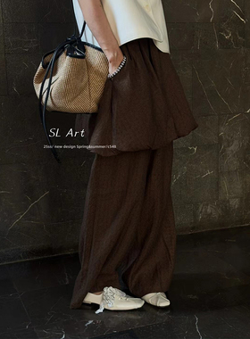 【杨黑黑】韩版假两件花苞裤裙 25春新款 叠穿设计纯色长裤女