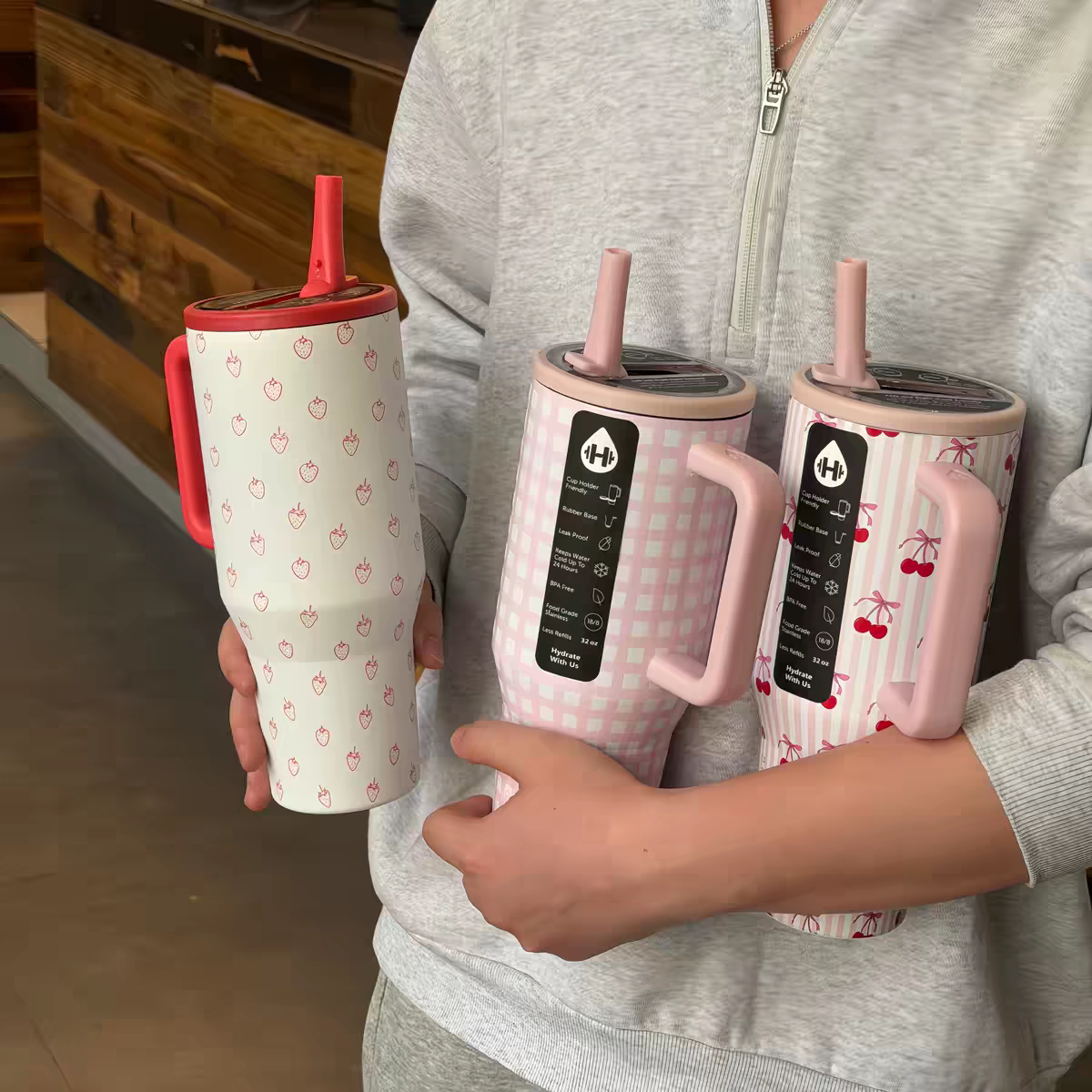 HydroJug 吸管保温杯32oz/40oz大容量不锈钢手柄杯车载户外办公室图片