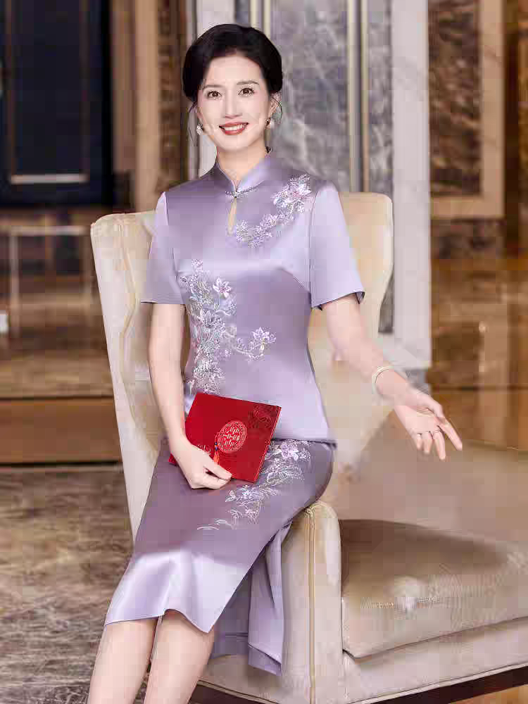 新中式改良旗袍小个子喜妈妈礼服旗袍