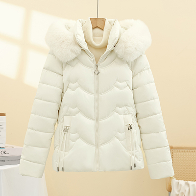 棉衣女短款小个子棉服2025冬季新款修身大毛领可拆卸帽子棉袄外套