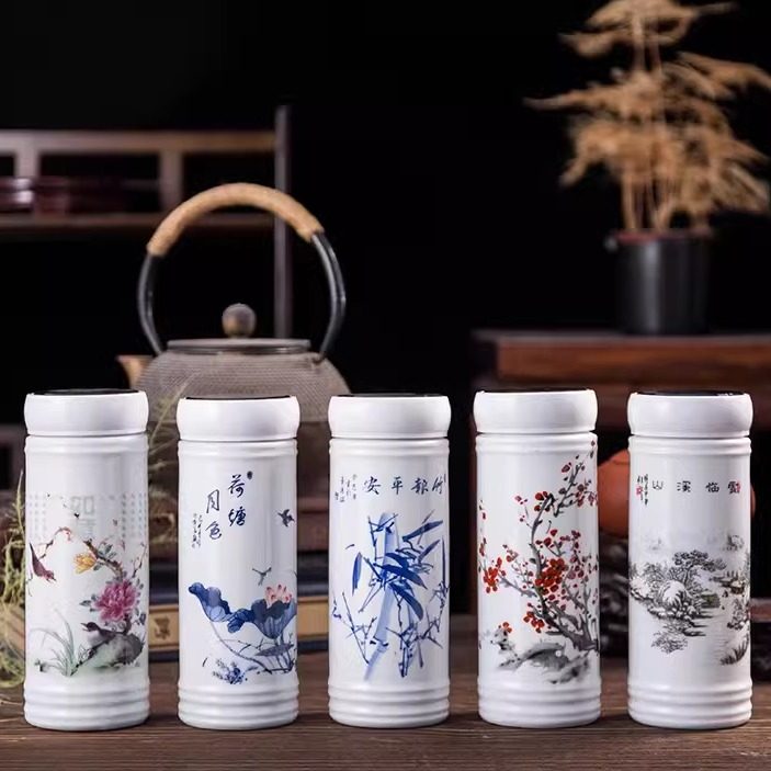 国潮风双层陶瓷保温杯图片