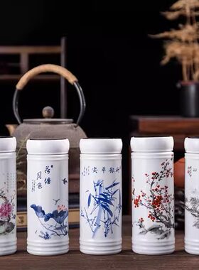 国潮风双层陶瓷保温杯