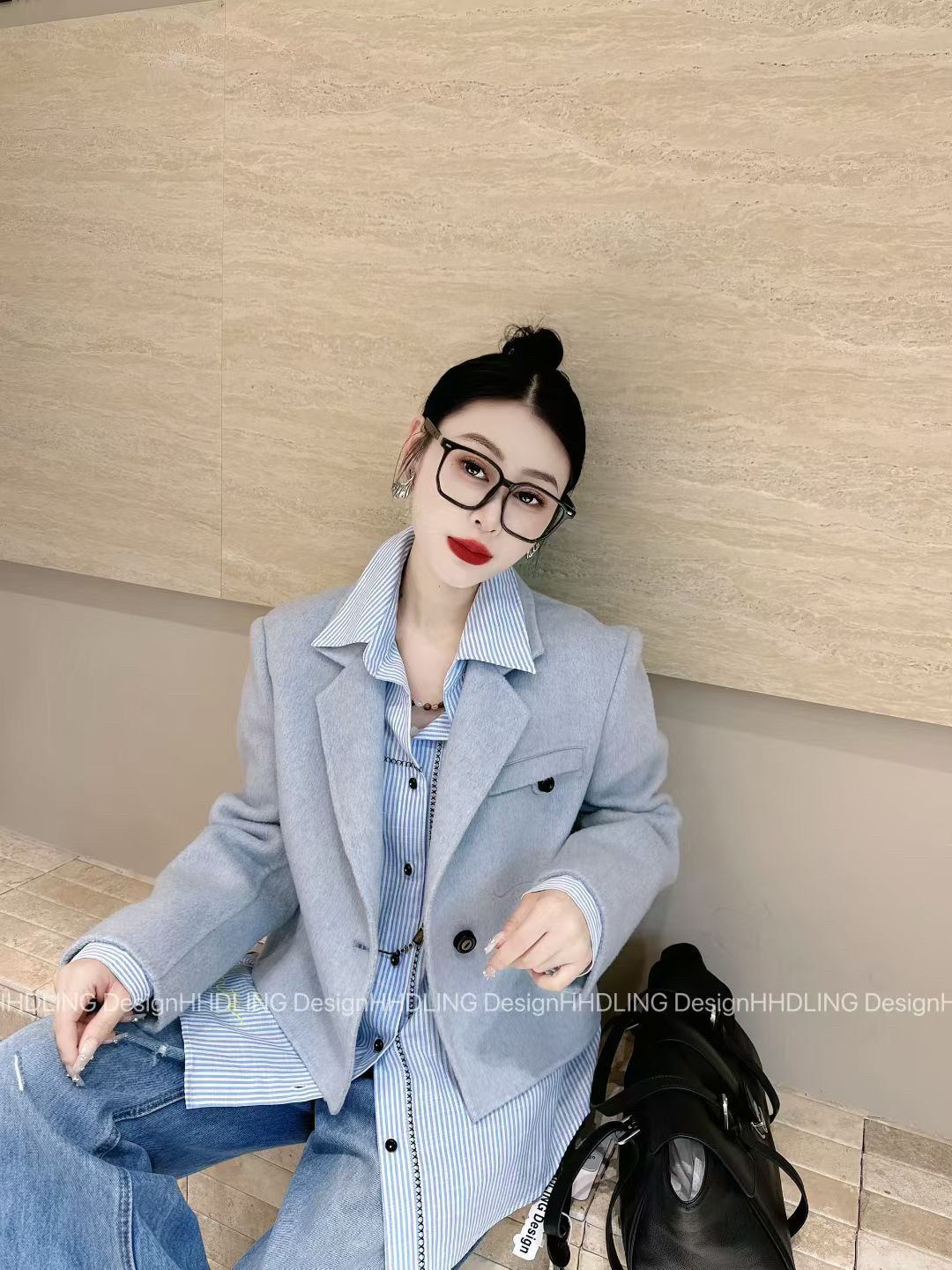 2026冬季新韩版时尚百搭显瘦女潮翻领长袖双面羊毛大衣外套女上衣