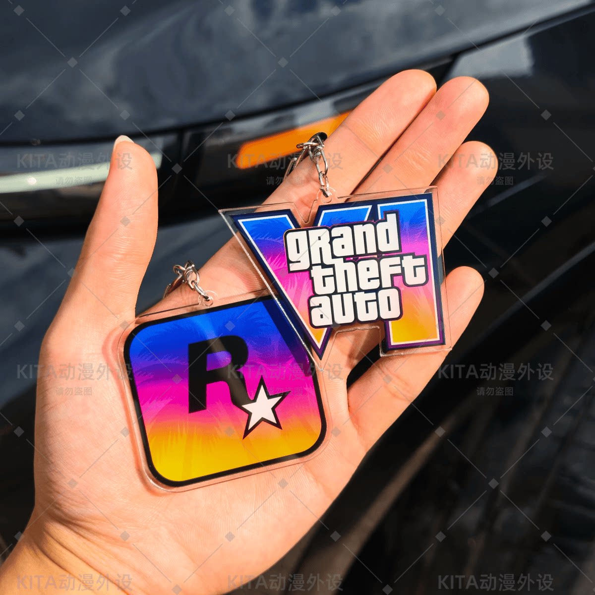 GTA6游戏 R星钥匙扣后视镜挂件 Steam游戏 亚克力高颜值装饰周边图片