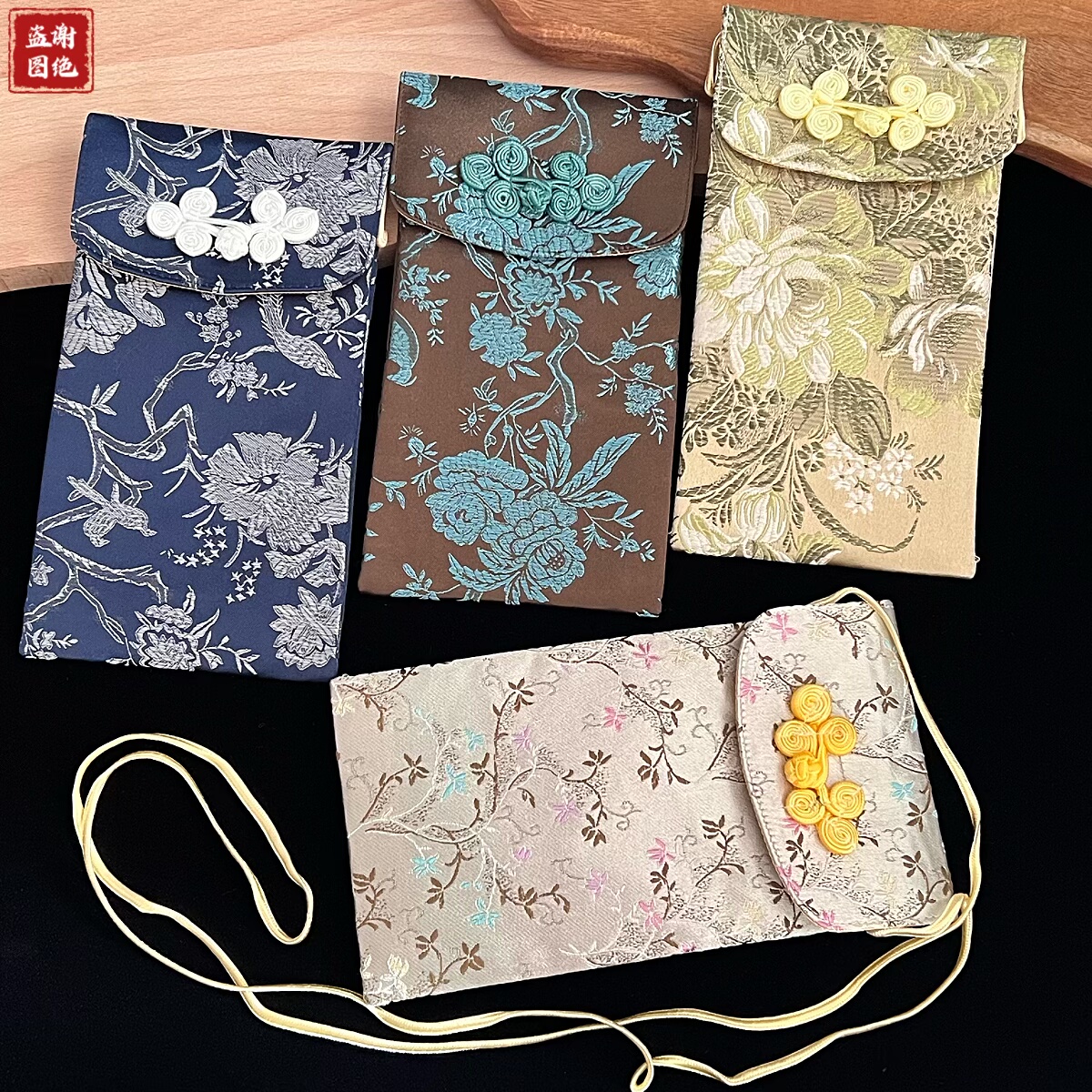 中式织锦缎刺绣大屏手机袋零钱包女带挎绳首饰袋收纳送老外手拿包,饰品/流行首饰/时尚饰品新,首饰袋,淘宝优惠券,粉丝福利购,淘宝优惠卷