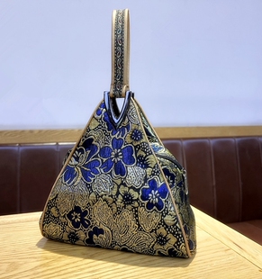 女士包包手提包民族风织锦缎配旗袍包三角中国风手拎包袋送妈妈包