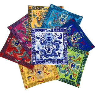 中国风刺绣工艺品清代官服衣服补子diy绣片龙凤仙鹤布贴鼠标垫茶