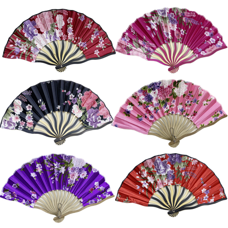 包邮扇子古风女士樱花日式折扇真丝混纺折扇舞蹈扇和风女扇中国风