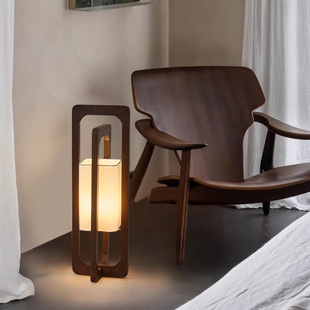 侘寂风落地灯禅意新中式 复古设计师实木艺术客厅民宿卧室床头 日式