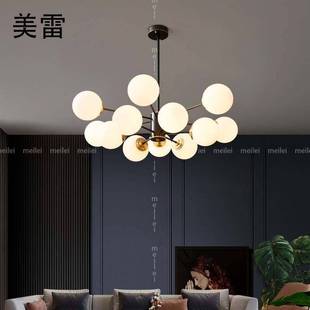 北欧客厅吊灯现代简约魔豆灯轻奢大气全铜高档圆球灯具卧室餐厅灯