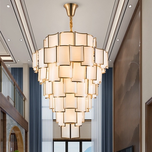 新中式 楼玻璃大吊灯中国风会所豪华跃层别墅中空客厅家用主灯 复式