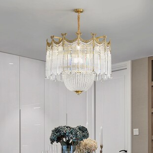 法式 复古全铜客厅灯蝴蝶结流苏水晶灯唯美浪漫高级感卧室餐厅吊灯