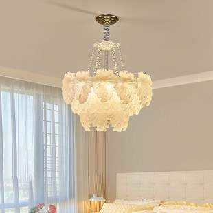 浪漫法式 高级感餐厅卧室灯具 花瓣玻璃客厅吊灯大厅主灯2026年新款