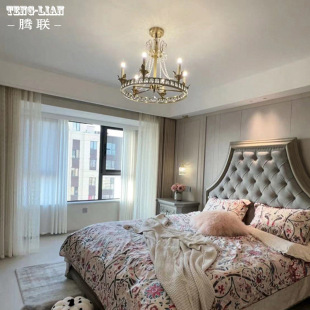 楼梯客厅法式 酒店别墅复式 水晶蜡烛灯 复古餐厅灯轻奢创意个性 美式