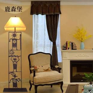 落地灯美式 乡村客厅卧室书房落地灯转角灯民宿客栈复古落地灯台灯