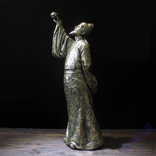 创意李白雕像古代人物中式雕塑仿铜工艺品家居书房桌面工艺品摆件