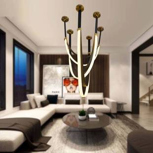 皮带吊灯别墅客厅样板房挑高复式 LOFT意大利设计师灯编制皮带灯