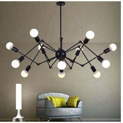 北欧复古简约铁艺个性后现代创意酒吧餐厅led多头工业风蜘蛛吊灯