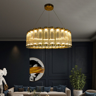 港式 条纹玻璃设计师餐厅吧台大气样板波纹灯 客厅吊灯轻奢创意个性