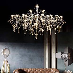 法式 楼客厅餐厅卧室LED光立方灯具 水晶吊灯后现代轻奢别墅复式