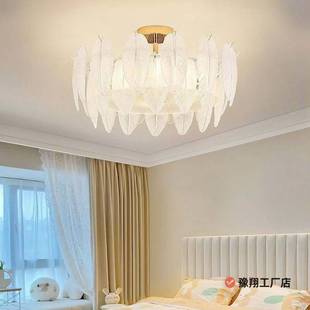 羽毛法式 吊灯儿童房主卧中山灯具 卧室吸顶灯客厅灯大厅欧式