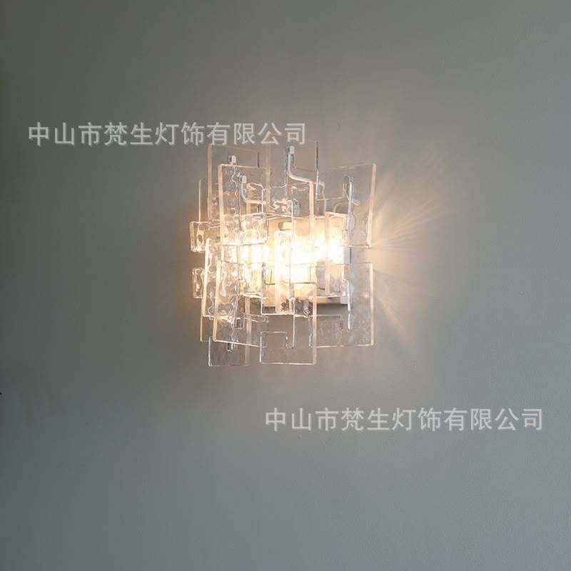 复古中古玻璃壁灯美式法式客厅电视墙卧室壁灯走廊床头壁灯
