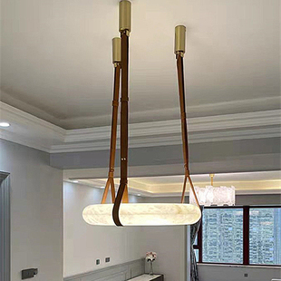 意式 云石吊灯后现代创意客厅别墅黄铜灯雪花石餐厅灯